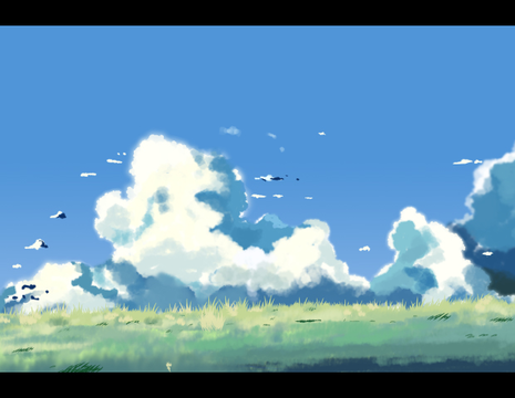 習作 草原と空 - "かんたんお手軽ブラシ" 作画例