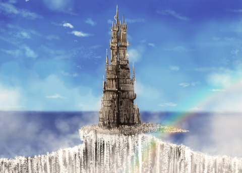 習作 滝 リドルアナ大灯台 - "かんたんお手軽ブラシ" 作画例